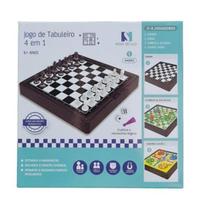 Kit Jogo 4 em 1 Xadrez Dama Ludo Escada Raciocínio Lógico