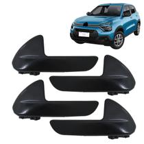 Kit Jogo 4 Maçanetas Internas Citroen C3 Após 2022 Preta
