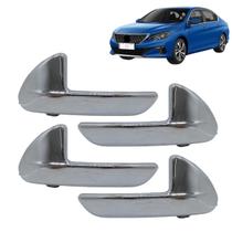 Kit Jogo 4 Maçanetas Internas Peugeot 408 2011-2019 Cromada