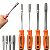 Kit Jogo 4 Peças Chave Canhão Longo Profissional 8-13mm Aço Soquete Cabo Emborrachado Idea