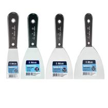 Kit Jogo 4 Peças Para Massa Gesso Pintura Espátula Aço Atlas