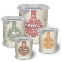 Kit Jogo 4 Potes Porta Mantimentos Arroz Feijão Farinha