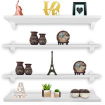 Kit Jogo 4 Prateleiras De Livro De Parede Ávila MDP Branco 90cm x 20cm