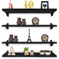 Kit Jogo 4 Prateleiras De Livro De Parede Ávila MDP Preto 60cm x 20cm Kit Jogo 4 Prateleiras De Livro De Parede Ávila MDP Preto 60cm x 20cm