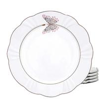 Kit Jogo 4 Pratos De Sobremesa Porcelana Borda Dourada 23cm Borboleta Soleil Encantada Kit Jogo 4 Pratos De Sobremesa Porcelana Borda Dourada 23cm Borboleta Soleil Encantada