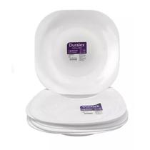 Kit Jogo 4 Pratos Fundo Opaline Plaza Duralex Vidro Branco Reforçado Kit Jogo 4 Pratos Fundo Opaline Plaza Duralex Vidro Branco Reforçado