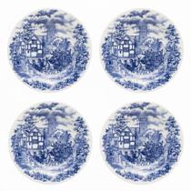 Kit Jogo 4 Pratos Fundos Biona Cena Inglesa em Cerâmica Decorada 21,5 cm - Oxford