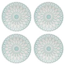 Kit Jogo 4 Pratos Fundos Biona Mandala em Cerâmica Decorada 21,5 cm - Oxford