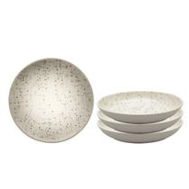 Kit Jogo 4 Pratos Fundos Oxford Flat Chuvisco 20,5 cm em Cerâmica Decorada