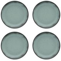 Kit Jogo 4 Pratos Rasos Moderno Verde Pacífico Oxford 26 cm Cerâmica