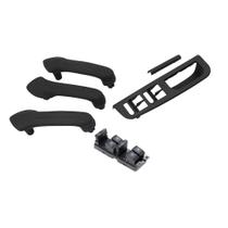 Kit Jogo 4 Puxadores Portas Comando Vidro Preto Golf/Bora