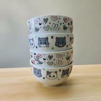 Kit Jogo 4 Tigelas Porcelana Cumbuca Sopa Açaí Decorada Pet Kit Jogo 4 Tigelas Porcelana Cumbuca Sopa Açaí Decorada Pet