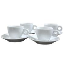 Kit Jogo 4 xícaras Café, Chá 100ml Cônica com pires - Porcelana branca Kit Jogo 4 xícaras Café, Chá 100ml Cônica com pires - Porcelana branca