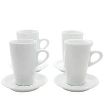Kit Jogo 4 xícaras Café, Chá 150ml Cônica Alta com pires - Porcelana branca (2) Kit Jogo 4 xícaras Café, Chá 150ml Cônica Alta com pires - Porcelana branca (2)