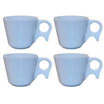 Kit Jogo 4 Xicaras Café/Chá 200ml Cabo Prático - Porcelana Branca