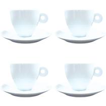 Kit Jogo 4 xícaras Café, Chá 200ml Cônica com pires - Porcelana branca Kit Jogo 4 xícaras Café, Chá 200ml Cônica com pires - Porcelana branca