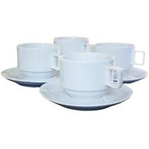 Kit Jogo 4 xícaras Café Chá c/ pires - 200ml Empilháveis
