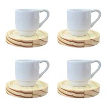Kit Jogo 4 Xicaras Café hotel 80ml Empilháveis - Porcelana Kit Jogo 4 Xicaras Café hotel 80ml Empilháveis - Porcelana