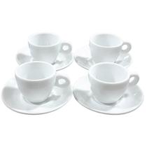 Kit Jogo 4 Xícaras de Café 80ml Cônicas com Pires - Porcelana Branca de Alta Qualidade