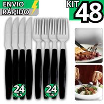 Kit Jogo 48 Talheres Garfo E Faca Inox Cabo Plástico Kit Jogo 48 Talheres Garfo E Faca Inox Cabo Plástico