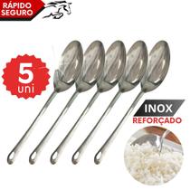Kit Jogo 5 Colher Servir 25,4cm Inox Qualidade Premium Tamanho Ideal para Restaurante Cozinha Buffet