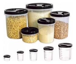 Kit Jogo 5 Potes De Rosca Grande Porta Mantimentos Cozinha Alimentos