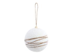 Kit Jogo 6 Bolas de Árvore Natal Com Cordão Fibra Branca De Espuma Neve Grande