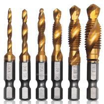 Kit Jogo 6 Broca Macho Fura E Faz Rosca Aço Rápido Espiral Kit Jogo 6 Broca Macho Fura E Faz Rosca Aço Rápido Espiral