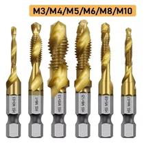 Kit Jogo 6 Broca Macho Fura E Faz Rosca M3 M4 M5 M6 M8 M10