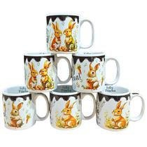 Kit Jogo 6 Caneca Coelho Páscoa Porcelana Café Suco Chá Kit Jogo 6 Caneca Coelho Páscoa Porcelana Café Suco Chá