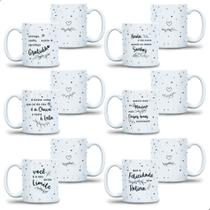 kit jogo 6 Caneca Motivacional Atacado Porcelana 300ml 6 Modelo para armário cozinha casa