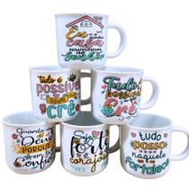 Kit Jogo 6 Canecas 200ml Porcelana - Frases Motivacionais Estampa:Frases Cristã Kit Jogo 6 Canecas 200ml Porcelana - Frases Motivacionais Estampa:Frases Cristã