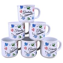 Kit Jogo 6 Canecas 200ml Porcelana - Frases Motivacionais Estampa:Frases Motivacionais 1 Kit Jogo 6 Canecas 200ml Porcelana - Frases Motivacionais Estampa:Frases Motivacionais 1