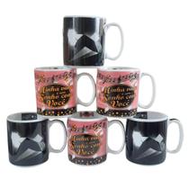 Kit Jogo 6 canecas 300ml Frases Namorados - Chocolate2 Kit Jogo 6 canecas 300ml Frases Namorados - Chocolate2