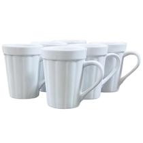 Kit Jogo 6 Canecas de Porcelana Branca para Café e Chá - 220ml - Tipo Copo Americano