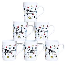 Kit Jogo 6 Canecas Dia Dos Pais Porcelana Café, Cappuccino Tamanho:200ml Kit Jogo 6 Canecas Dia Dos Pais Porcelana Café, Cappuccino Tamanho:200ml
