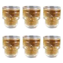 Kit Jogo 6 Copo Caveira Shot Dose Vodka Caveira Tequila Bar