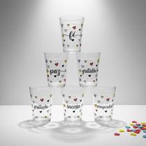 Kit Jogo 6 Copos Americanos de Vidro 180ml com Frases Motivacionais Kit Jogo 6 Copos Americanos de Vidro 180ml com Frases Motivacionais
