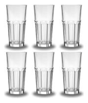 Kit Jogo 6 Copos De Vidro Grosso Resistente 340ml Suco Agua Casa Bar Restaurante Buffet Hotel
