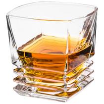 Kit Jogo 6 Copos De Vidro Whisky 285ml Quadrado Ondulado Americano Shot Conjunto Liso Copo Diamondas
