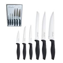 Kit Jogo 6 Facas de Cozinha Premium - Laradore Cabo Preto