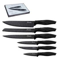 Kit Jogo 6 Facas de Cozinha Premium - Laradore Inteira Preta