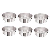 Kit Jogo 6 Mini Forma Assadeira Pudim Bolo Redonda Com Furo 12cm