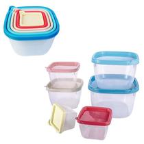 Kit Jogo 6 Potes Conect Plástico Livre Bpa Com Tampa Cozinha
