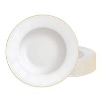 Kit Jogo 6 Pratos Fundo 23Cm Tramontina Elisa Borda Dourada