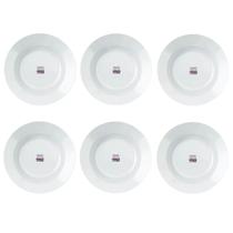 Kit Jogo 6 Pratos Fundo Opaline Menu Redondo Duralex Vidro Temperado Branco