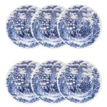 Kit Jogo 6 Pratos Fundos Biona Cena Inglesa em Cerâmica Decorada 21,5 cm - Oxford Kit Jogo 6 Pratos Fundos Biona Cena Inglesa em Cerâmica Decorada 21,5 cm - Oxford