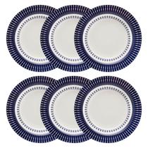 Kit Jogo 6 Pratos Fundos Biona Colb em Cerâmica Decorada 21,5 cm - Oxford