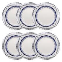 Kit Jogo 6 Pratos Rasos Biona Colb em Cerâmica Decorada 26 cm - Oxford