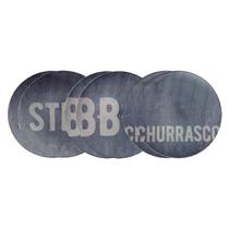 Kit Jogo 6 Pratos Rasos Tramontina Churrasco Stone 28cm Porcelana